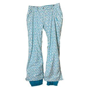 Burton DryRide Blue White Print Snowboard Ski Pants L • Waterproof